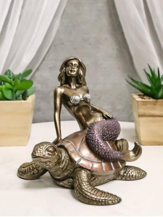 Other - Ocean Mermaid Riding On Sea Turtle Figurine Sirens Of The Seas Coral Reef Decor